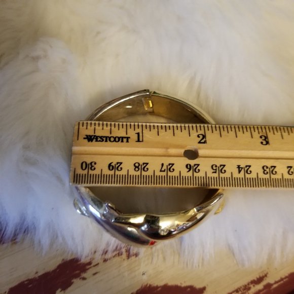 Vintage Spring Dbl Dolphin Gold & Silver Bracelet - Picture 8 of 9